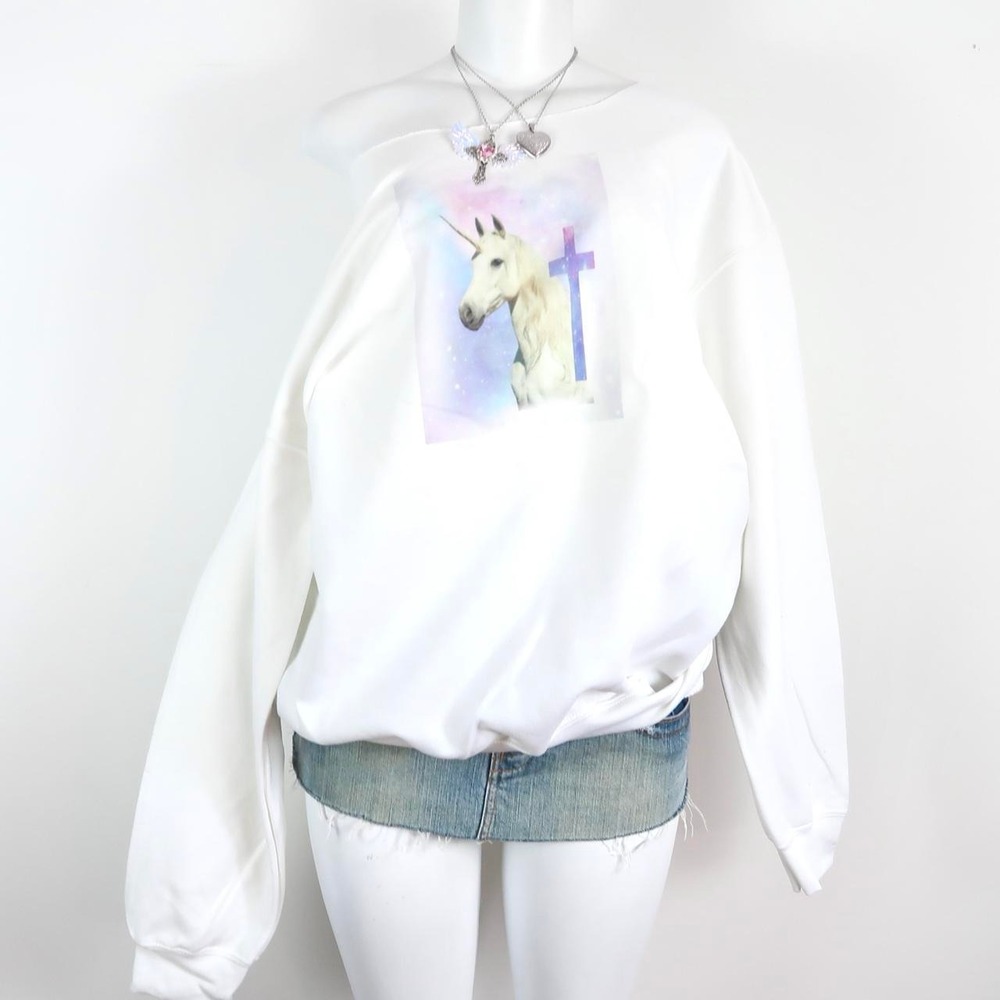 y2k unicorn cross graphic crewneck sweatshirt